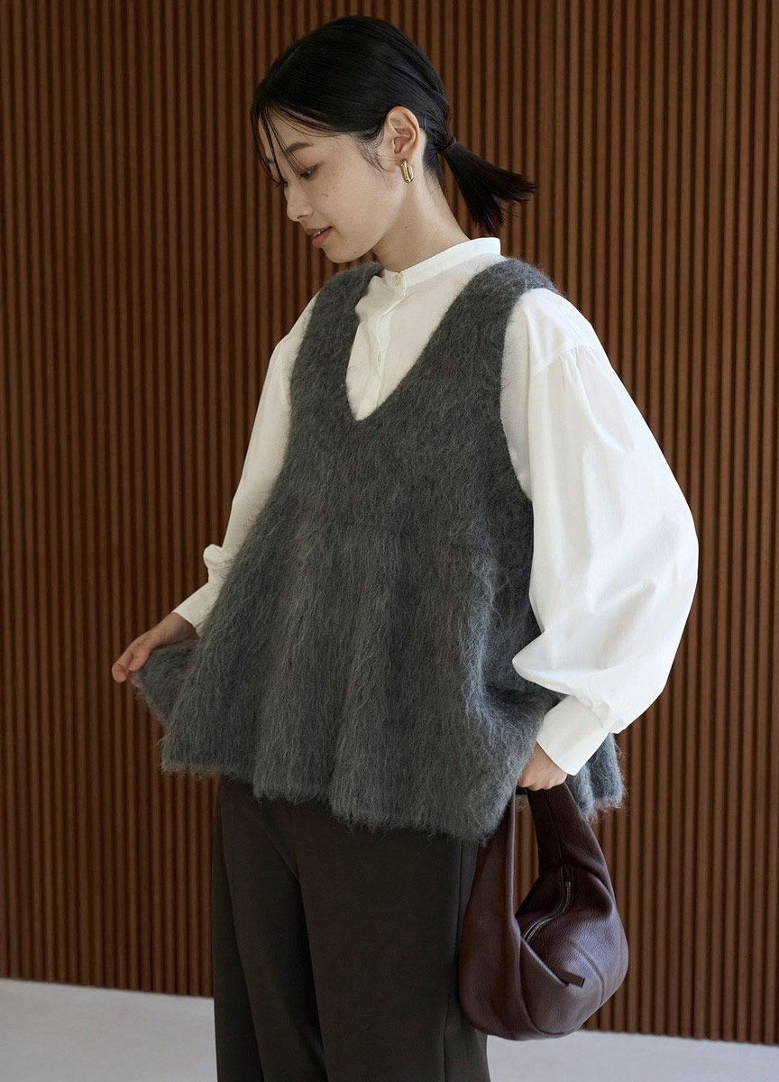 荷葉下襬毛毛背心